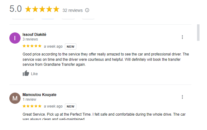 Ratings, Customer Reviews - Grandlane Transfer 